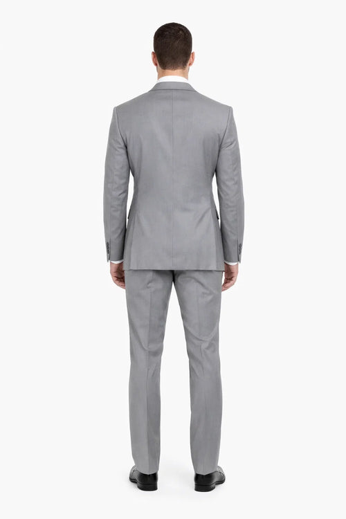 Mix And Match Suits Men's Portly Fit Two Button Fully Lined Solid Gray Super 140'S Suit Executive Fit Suit - Mens Portly Suit
