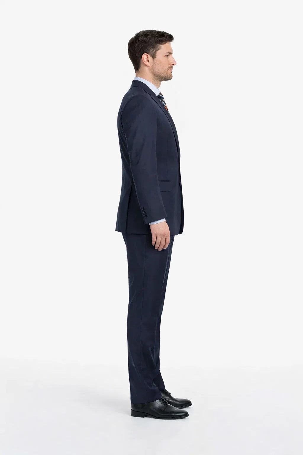 Mix And Match Suits Men's Super 130'S Textured Portly Fit Dark Navy Blue Suit For Men 2 Button Suit Executive Fit Suit - Mens Portly Suit