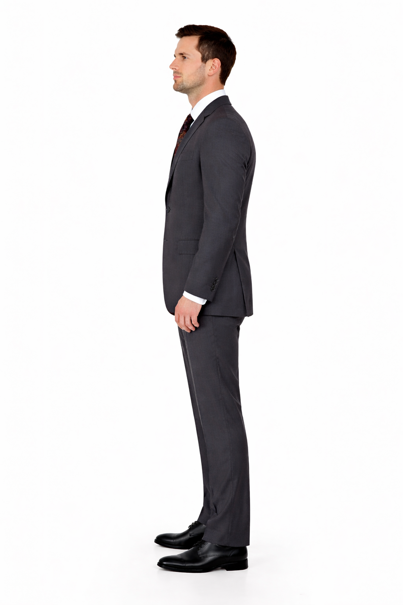 Mix And Match Suits Men's Two Button Fully Lined Portly Fit Gray Plaid With Blue Overcheck Suit Executive Fit Suit - Mens Portly Suit
