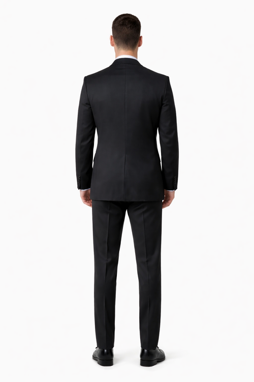 Mix And Match Suits Men's Two Button Portly Fit Black Tonal Suit Executive Fit Suit - Mens Portly Suit