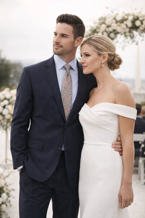 Mix And Match Suits Men's Two Button Portly Solid Dark Navy Blue Suit For Men Super 140'S Suit Executive Fit Suit - Mens Portly Suit