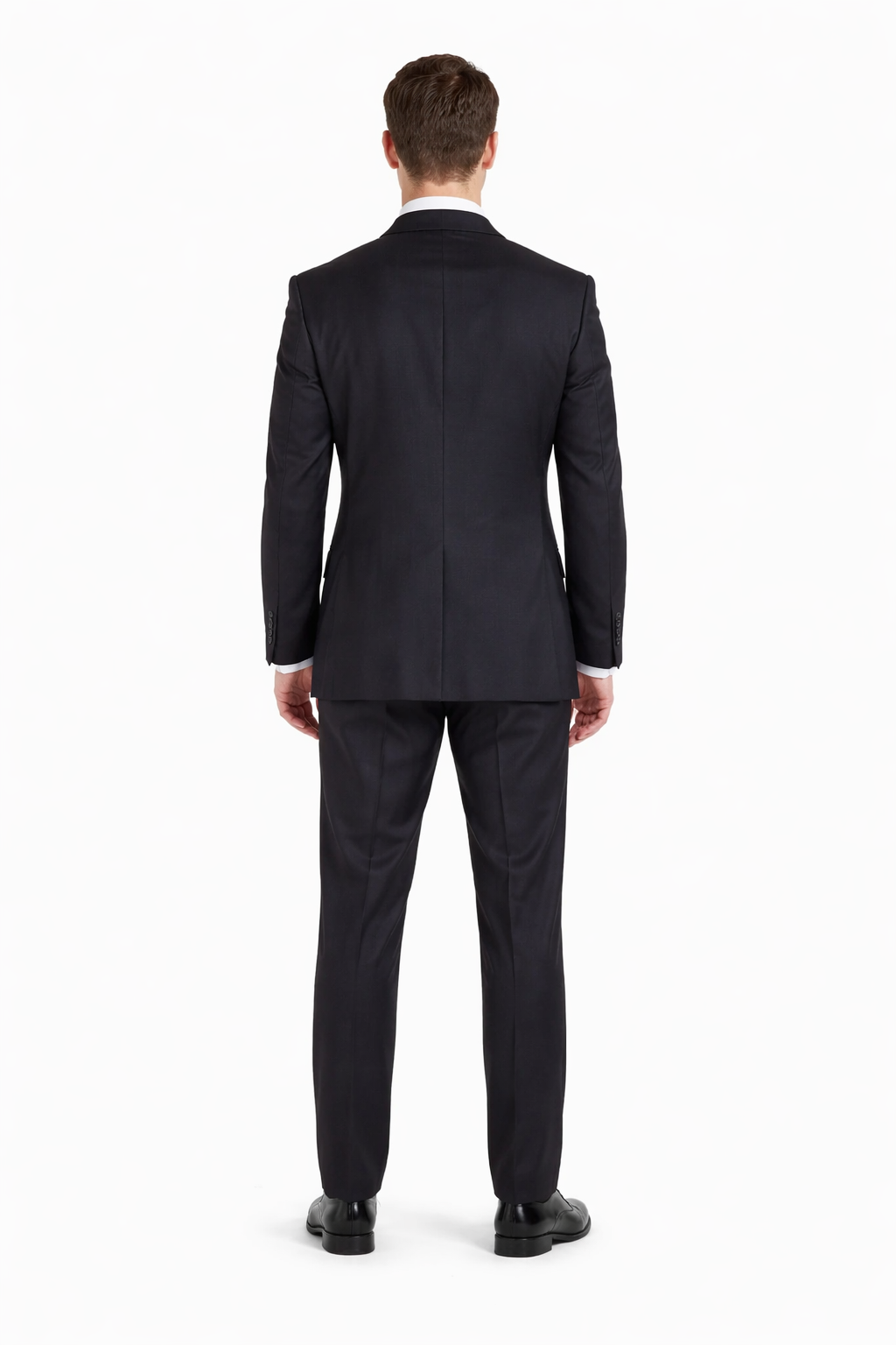 Mix And Match Suits Solid Black Men's Portly Fit Two Button Super 130s Suit Executive Fit Suit - Mens Portly Suit