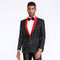 Black And Red Tuxedo Jacket Floral Pattern Slim Fit