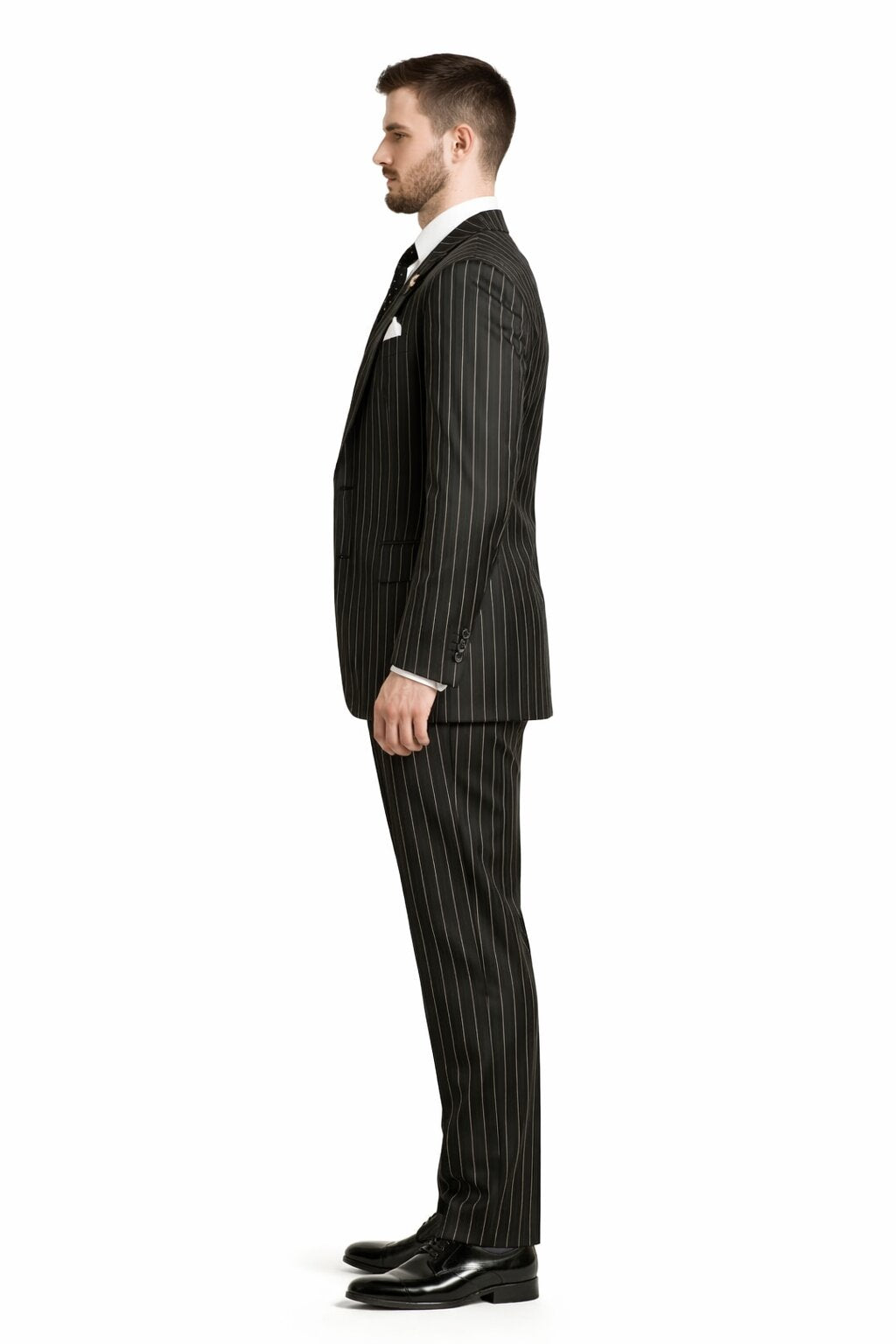 Gangster Suit - Mobster Suit - Mafia Suit For Men 2 button Gangster Pinstripe Suit in Black & White