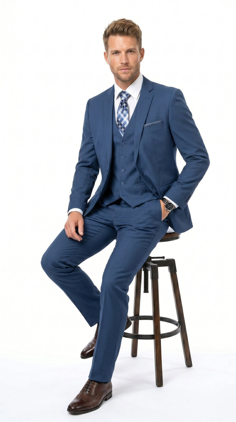 Statement Men's Sapphire 100% Wool Slim Fit Suits
