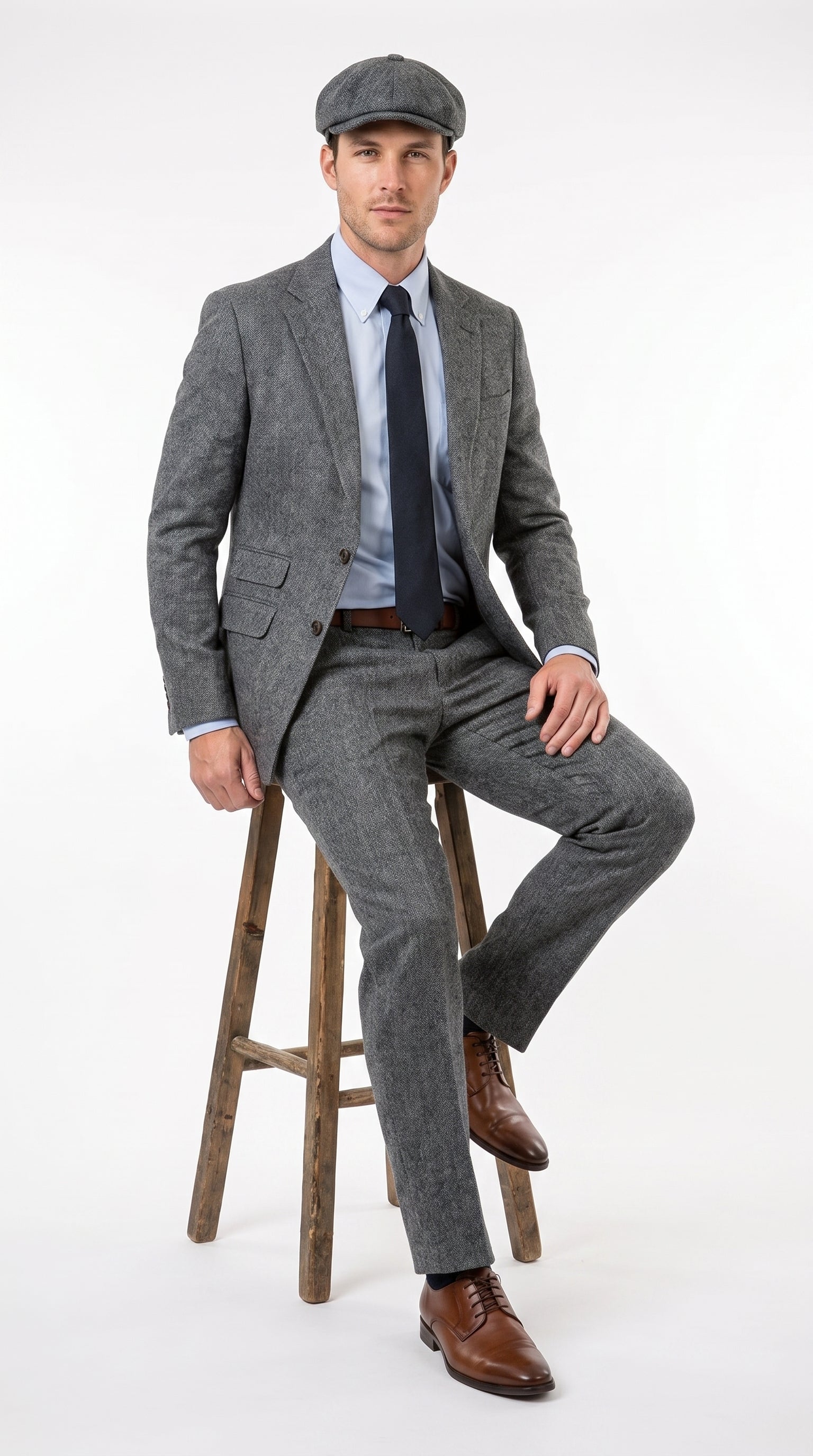 Men’s Gray Great Gatsby Suit, 1920s Inspired Vintage Wedding and Costume Suit