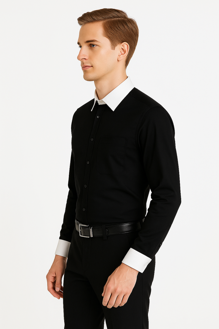 Classic Stylish Fashionable -White Collar Two Toned Contrast white collars Multi-color Men's Dress Shirt