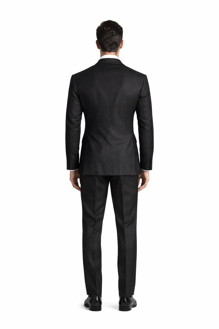 Modern Fit Black 2 Piece Double Breasted Tuxedo Adjustable Waistband with Oversized Bow Tie