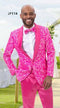 Modern Fit Designer Tuxedo Fancy Pattern Pink Jacket Suit JP114