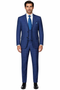 "Modern Fit Men's Plaid Windowpane Suit with Double-Breasted Vest - Navy Blue"