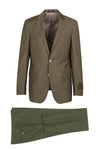 Tiglio Italian Suit - Real Wool Fabric Super 150's Novello Olive, Modern Fit Suit in Color Olive