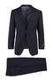 Tiglio Italian suit: single-breasted, navy. Structured blazer with notch lapel, two pockets, and lined interior. Straight-leg, flat-front trousers. Likely wool or wool blend. Tailored fit.
