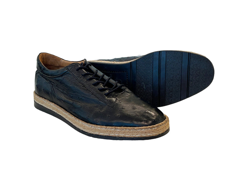 P0105 Monaco Genuine Ostrich Sport- Black