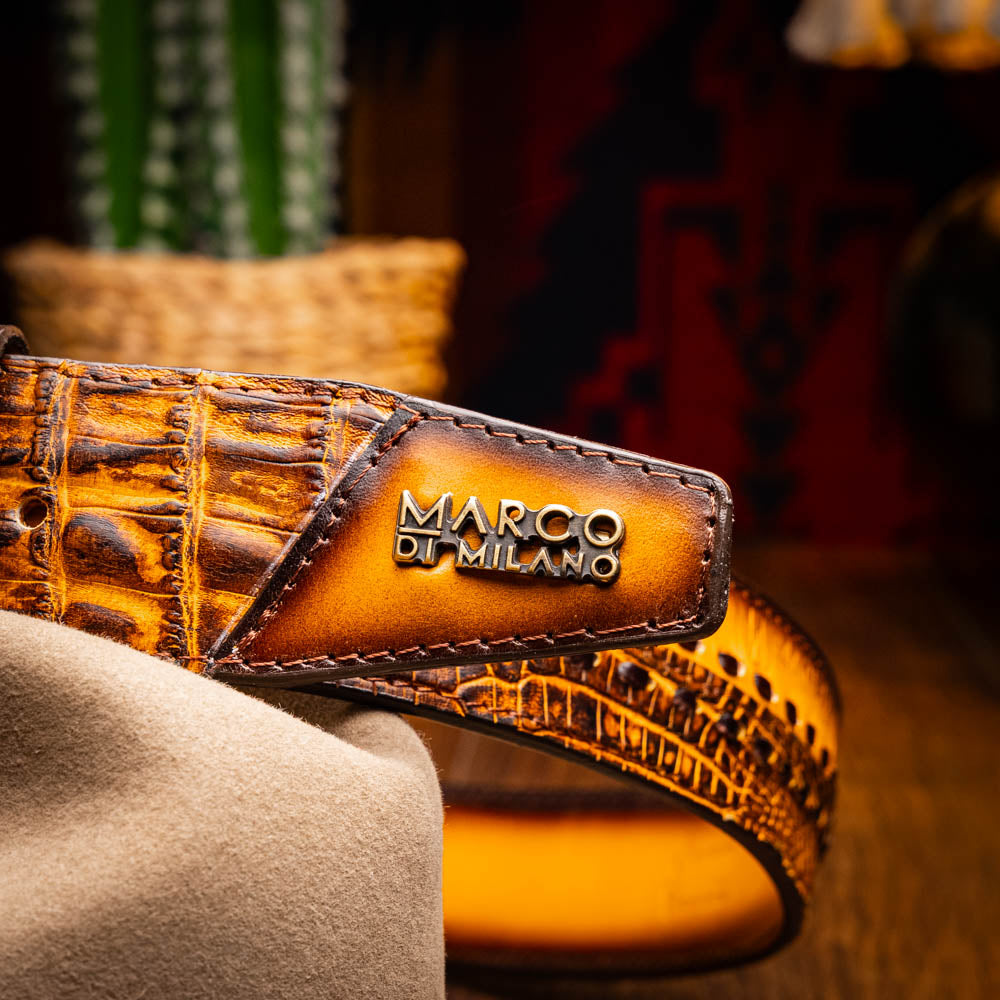 Marco Di Milano Montana Belt - Mustard Brown Leather Dress Shoe