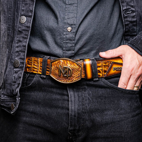 Marco Di Milano Montana Belt - Mustard Brown Leather Dress Shoe