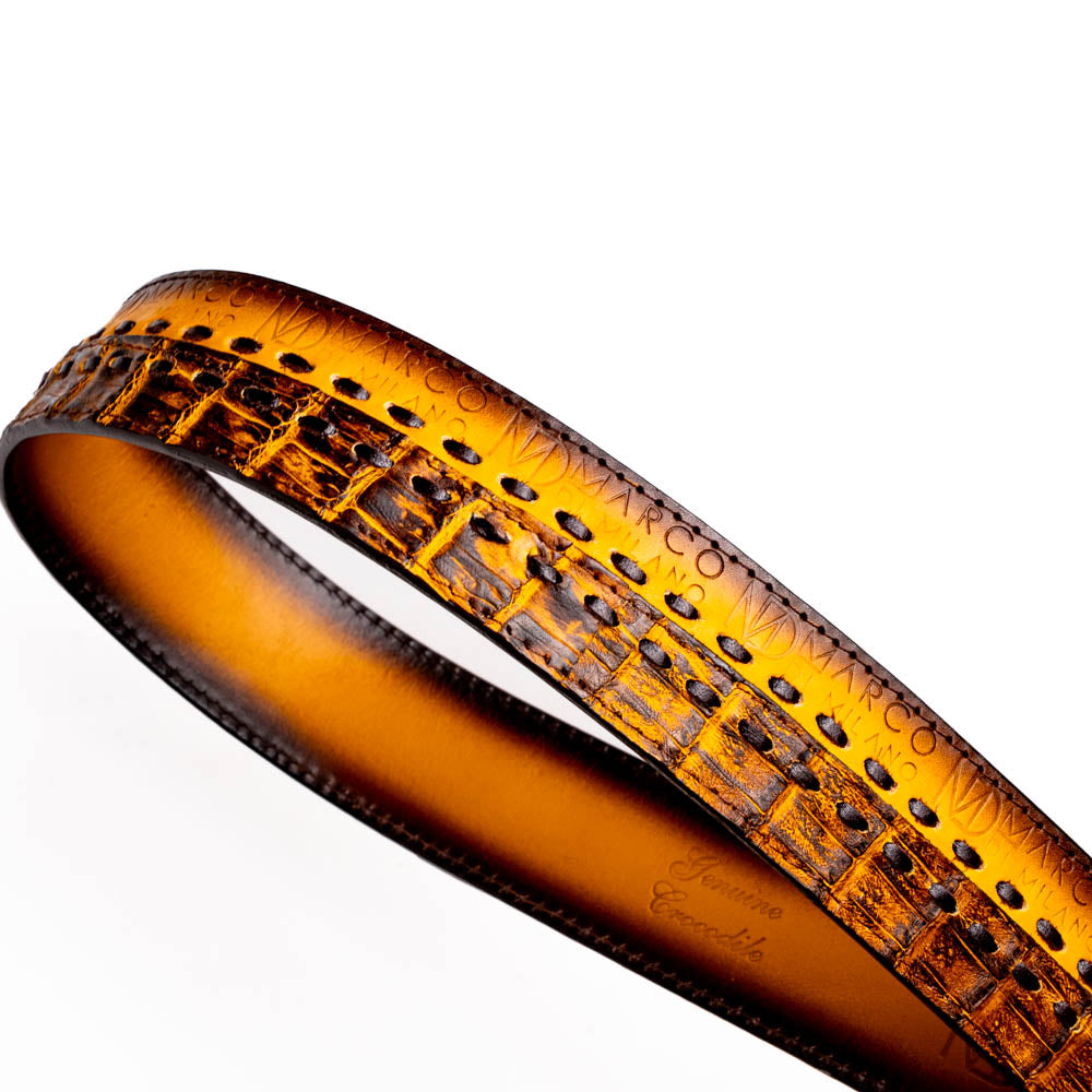 Marco Di Milano Montana Belt - Mustard Brown Leather Dress Shoe
