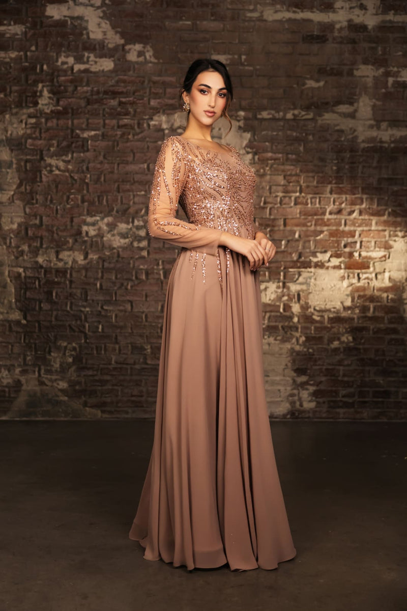 Mother Of The Bride Dress Long Sleeve A-Line Gown By May Queen MQ2161