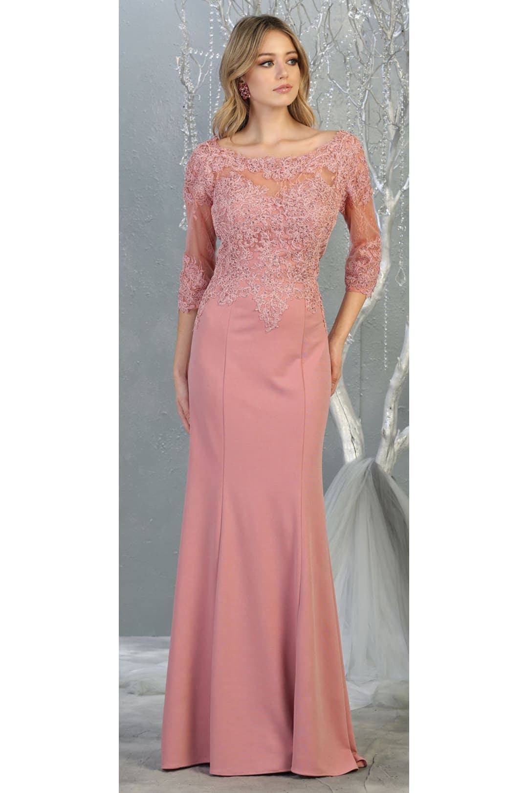 3/4 Sleeve Mother Of The Bride Dress Long Mermaid Gala Evening Gown
