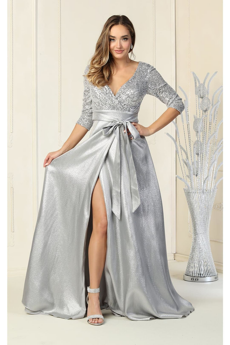 Short Sleeve Mother of the Groom Dress with Slit