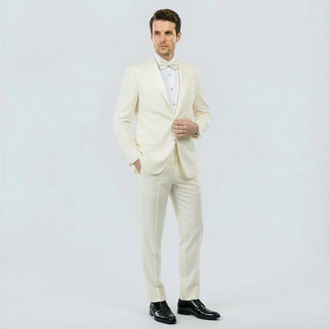 Ivory Tuxedo with Satin Notch Lapel – Wedding and Prom