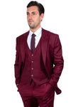 "Mens Stacy Adams Suit - Stacy Adams Suit Men's Two Button Vested Basic Suit in Burgundy"