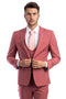 "Coral Pink Men's Wedding & Prom 2026 Suit - One Button Peak Lapel Skinny with Lowcut Vest"