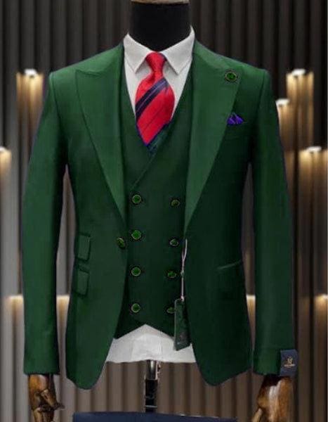 Green Double Breasted Suits - AlbertoNardoniStore