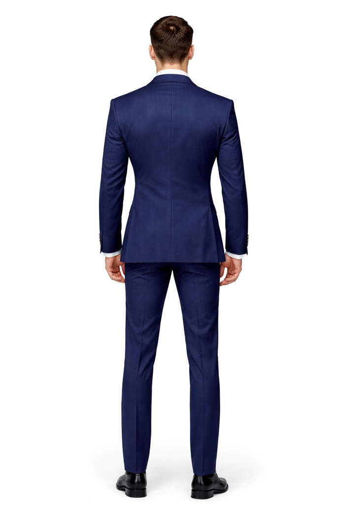 Narrow Legs Ultra Slim Fit Double Breasted Wool Suits Blue Suit