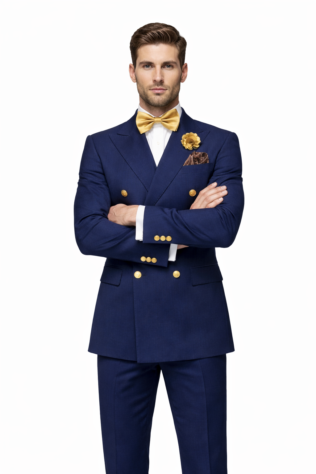 Narrow Legs Ultra Slim Fit Double Breasted Wool Suits Blue Suit