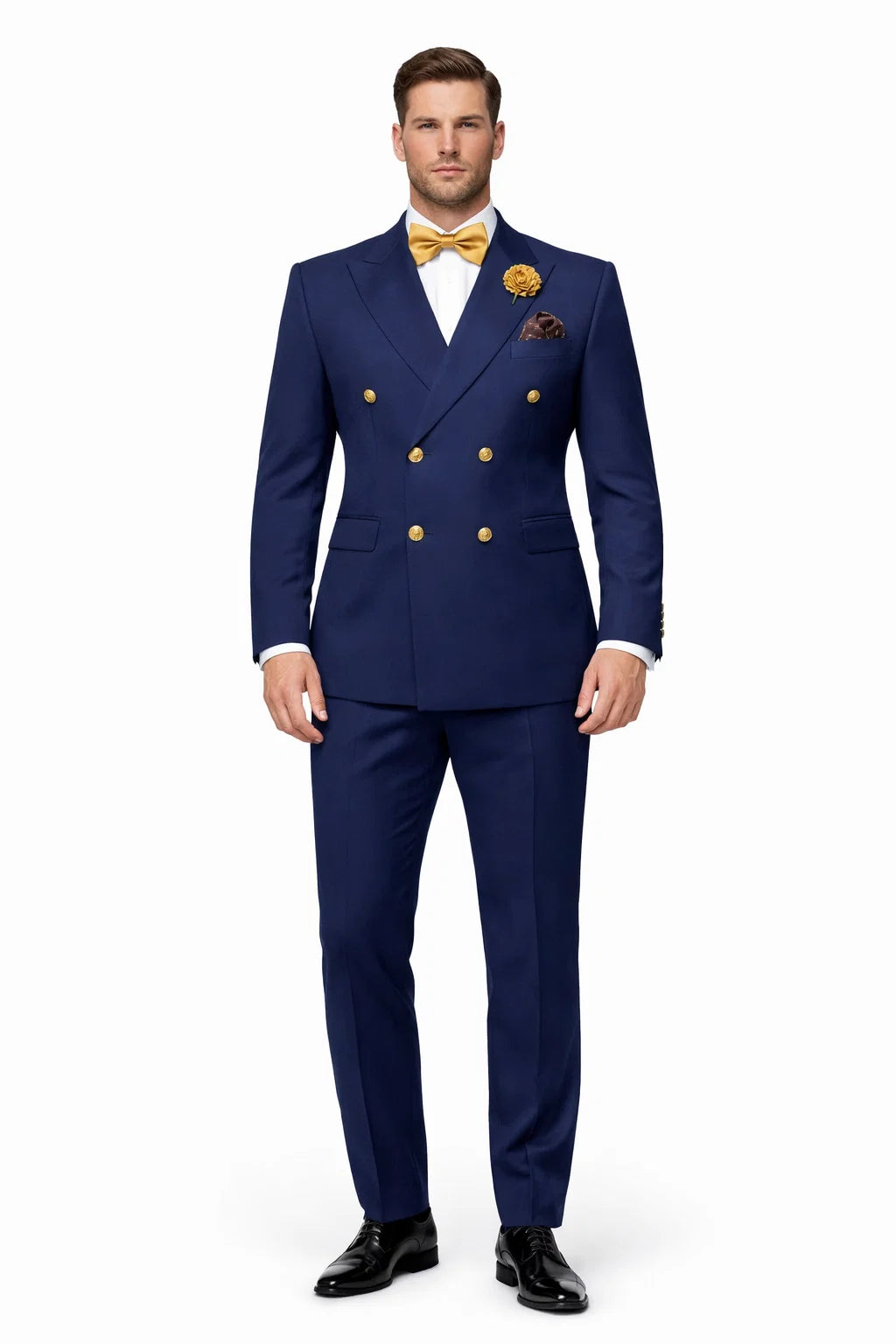 Narrow Legs Ultra Slim Fit Double Breasted Wool Suits Blue Suit