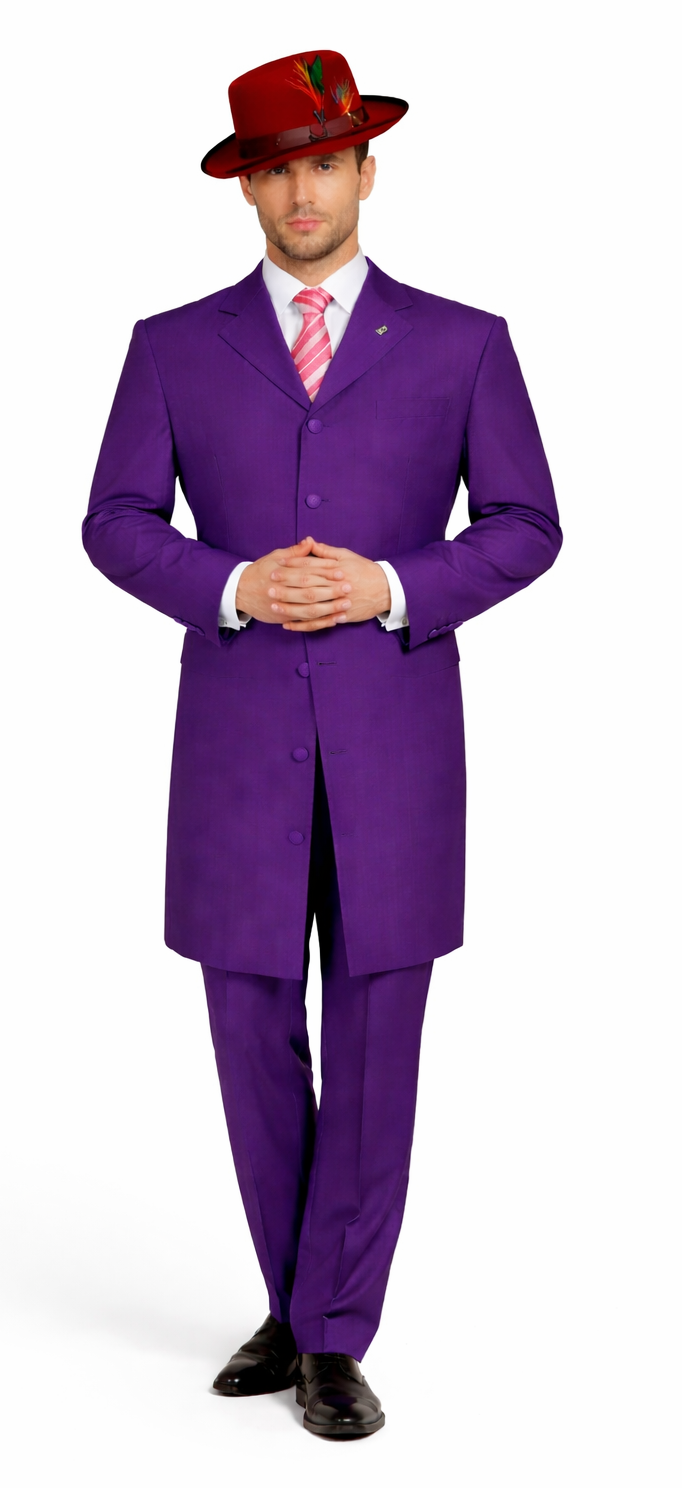 Navy Blue Classic Long Zoot Suit for Men - 2PC Fashion Set
