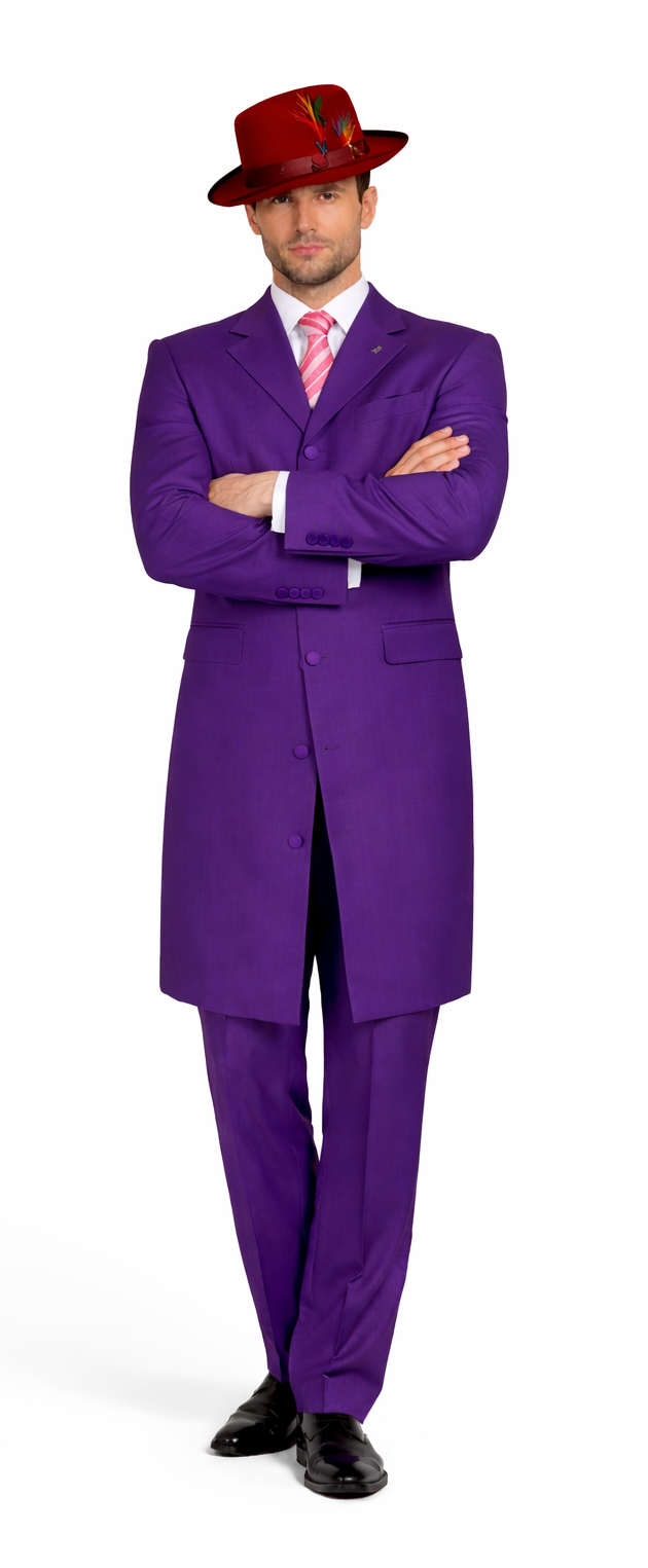 Navy Blue Classic Long Zoot Suit for Men - 2PC Fashion Set
