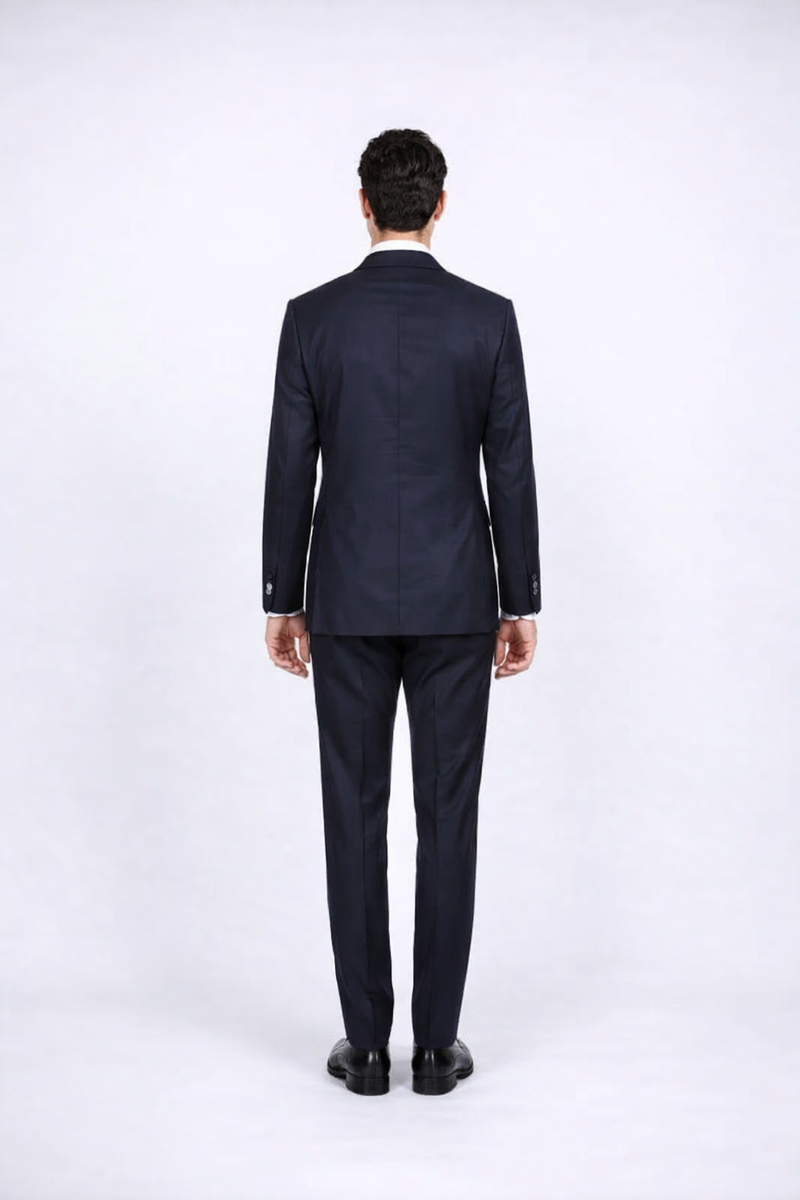 Rossiman Rossi Navy Blue Slim Fit Suit â€“ Peak Lapel Tailored Formalwear for Men