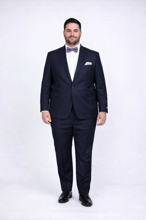 Rossiman Rossi Navy Blue Slim Fit Suit â€“ Peak Lapel Tailored Formalwear for Men