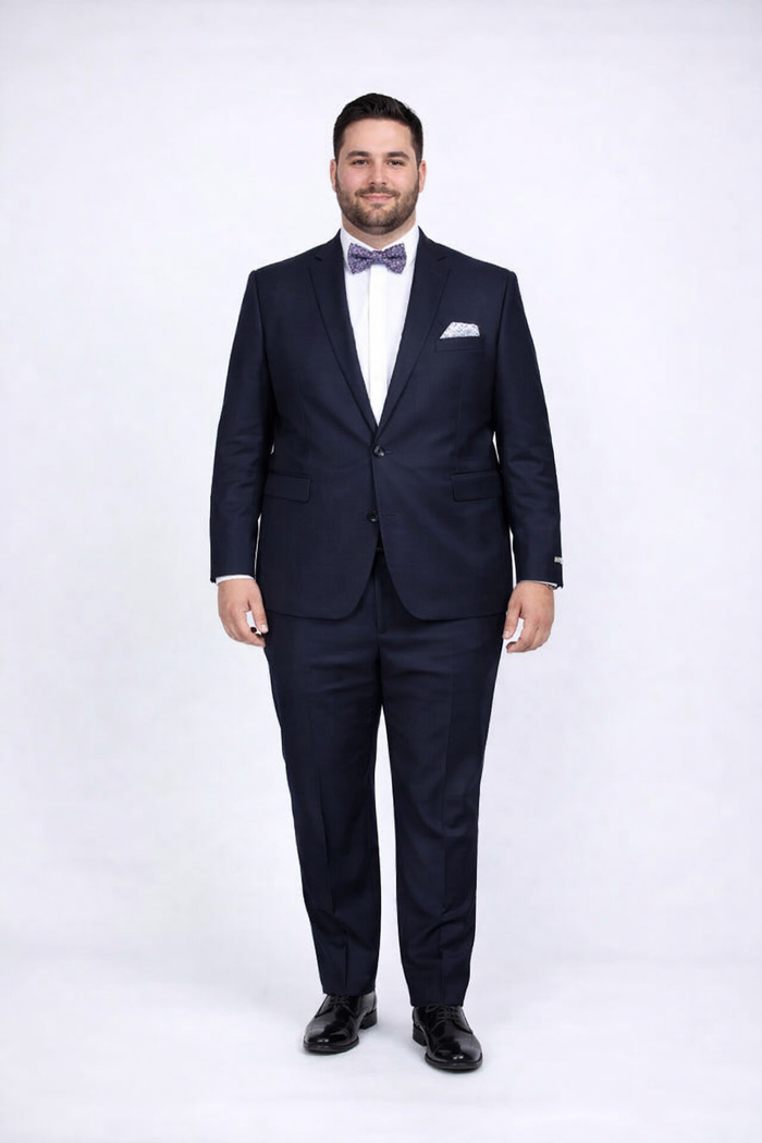 Rossiman Rossi Navy Blue Slim Fit Suit â€“ Peak Lapel Tailored Formalwear for Men