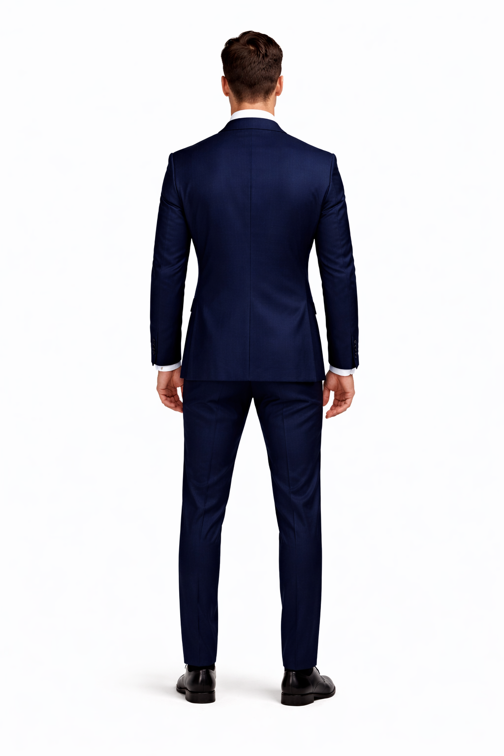 Mens 2 Button Skinny Vested Wool Navy Blue  Suit