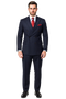 "Navy Pinstripe Wool Vested Suit - Men's Double Breasted Fashion"