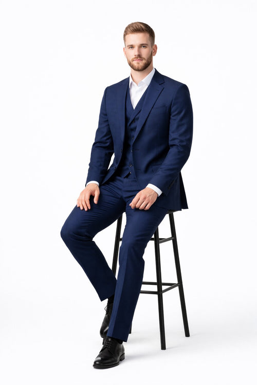 Porto Slim Fit, Pure Wool Suit & Vest by Tiglio Luxe TIG1036