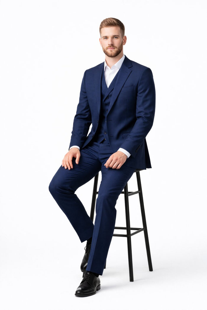 Porto Slim Fit, Pure Wool Suit & Vest by Tiglio Luxe TIG1036