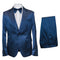 Mens Satin-Finish Pinstripe - Shiny Metallic Stripe Peak Lapel in Color Navy - Modern Fit By Rossiman