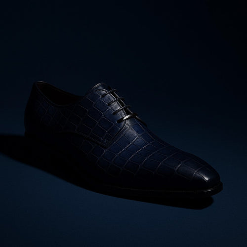 Marco Di Milano Bono Navy Alligator Wholecut Oxfords