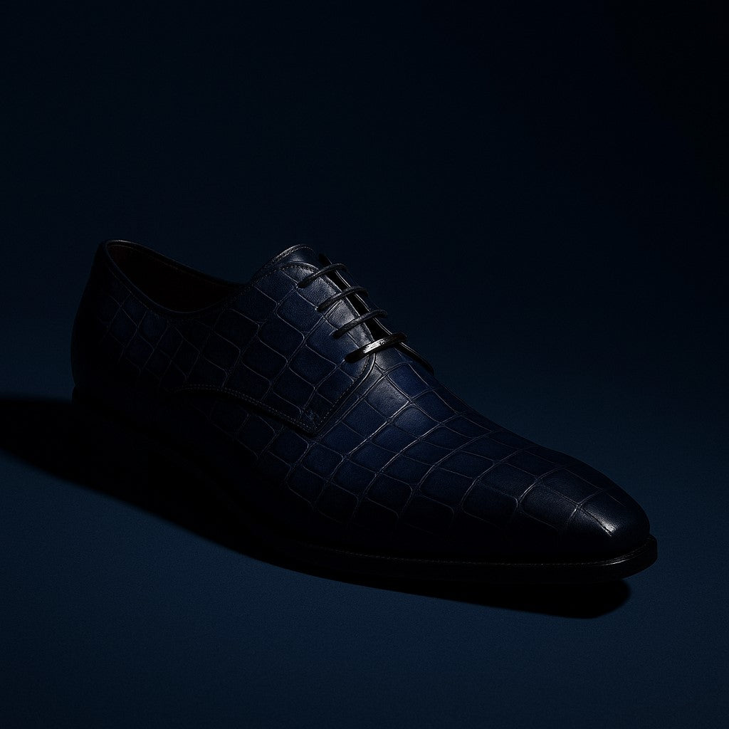 Marco Di Milano Bono Navy Alligator Wholecut Oxfords