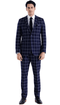 Mens Vested Gangster Plaid Pattern 1920's Suit in Navy