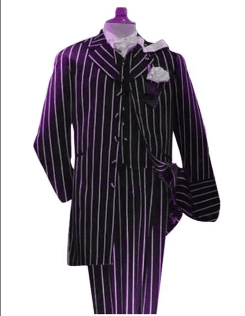 Purple Pinstripe Suit - Mens 1920s Gangster Pinstripe Suit - Chalk Pattern Pinstripe