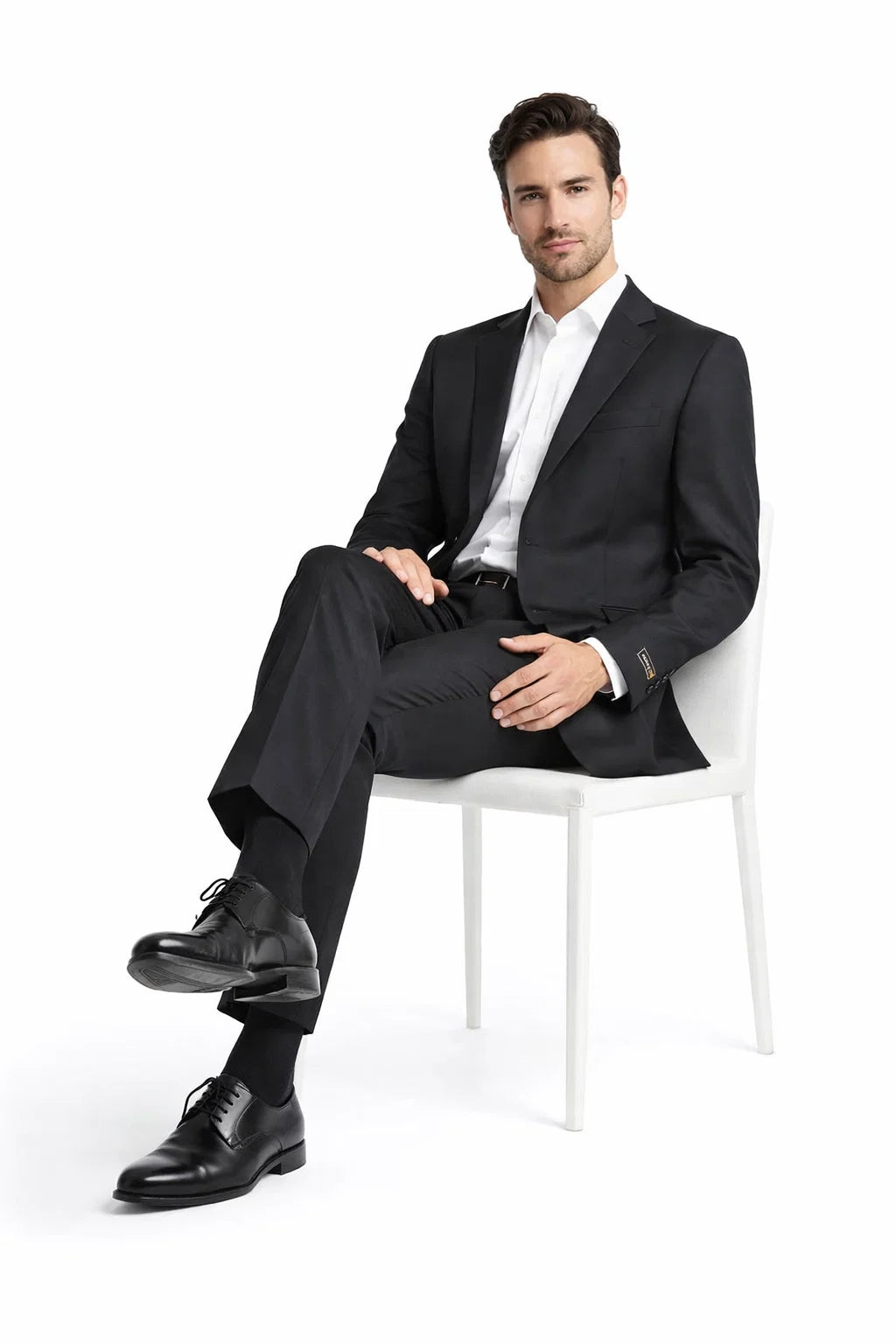 Novello Black, Modern Fit, Pure Wool Suit by Tiglio Luxe TIG1001