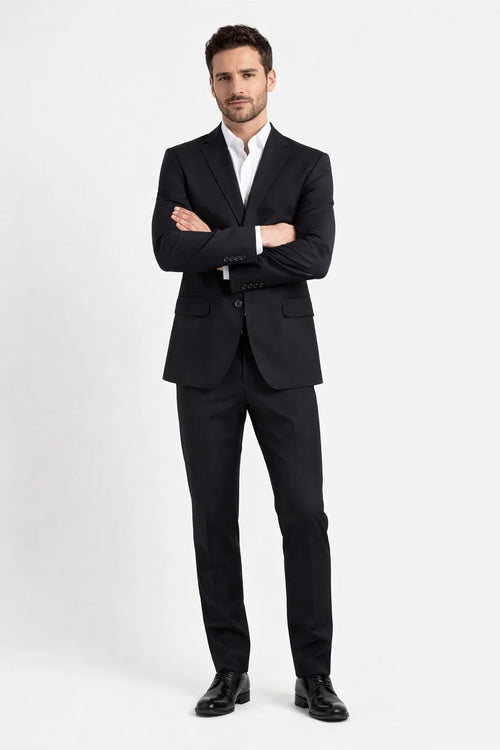 Novello Black, Modern Fit, Pure Wool Suit by Tiglio Luxe TIG1001