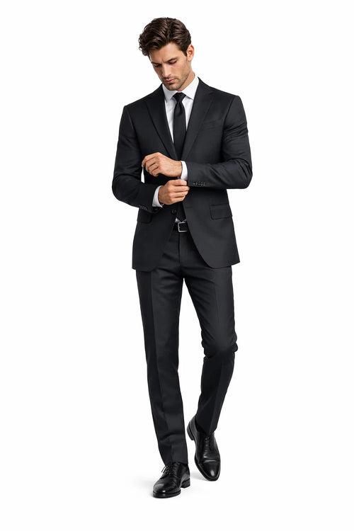 Novello Black, Modern Fit, Pure Wool Suit by Tiglio Luxe TIG1001