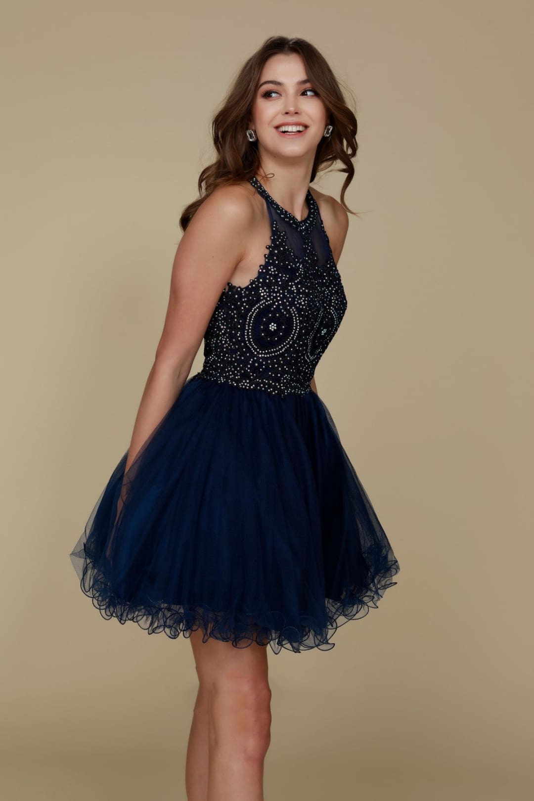 Nox Anabel B652 Navy Blue Dama Quinceanera Dress with Quince Outfit