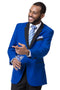 "Modern Fit Two-Button Tuxedo for Men - Royal Blue with Black Lapel"