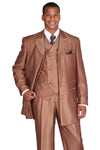 "Herringbone Stripe Men's Long Vested Suit in Brown - Fashion Tonal"